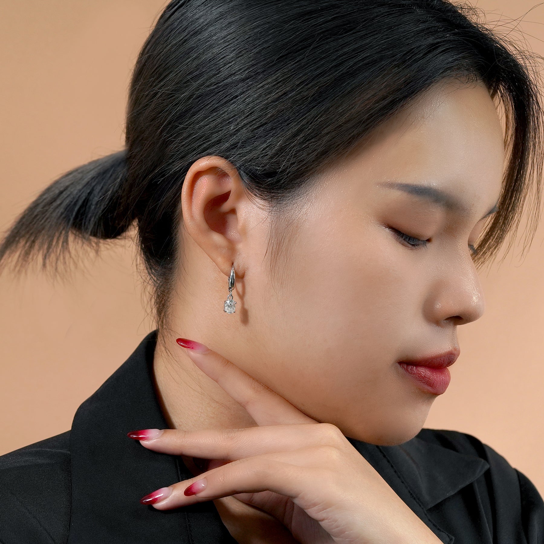 Elegant 2 Carat Oval Cut Moissanite Dangle Earrings in 18K White Gold over Silver