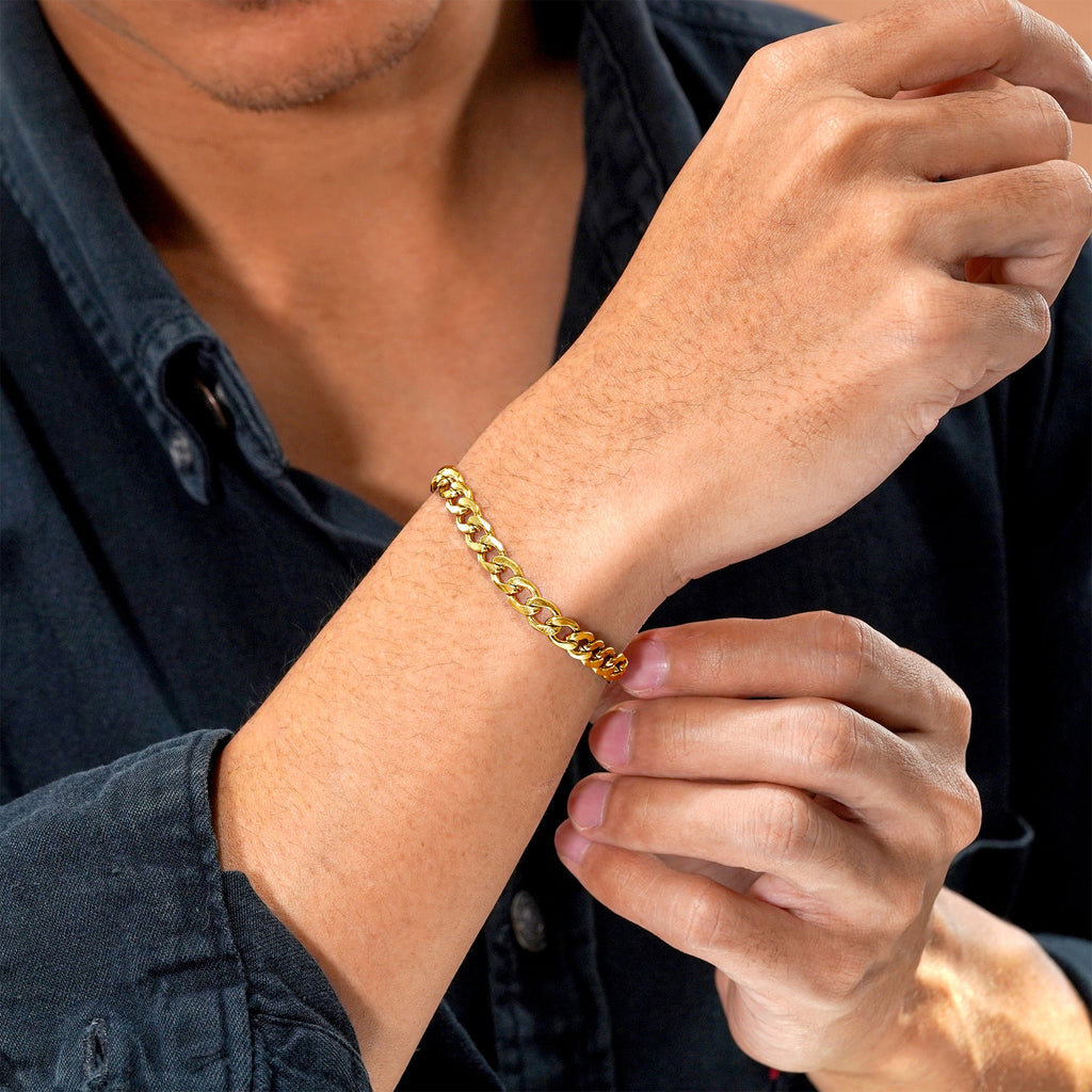 JeenMata 6 mm Flat Curb Chain Bracelet - Minimalist Bracelet - Gift for Husband