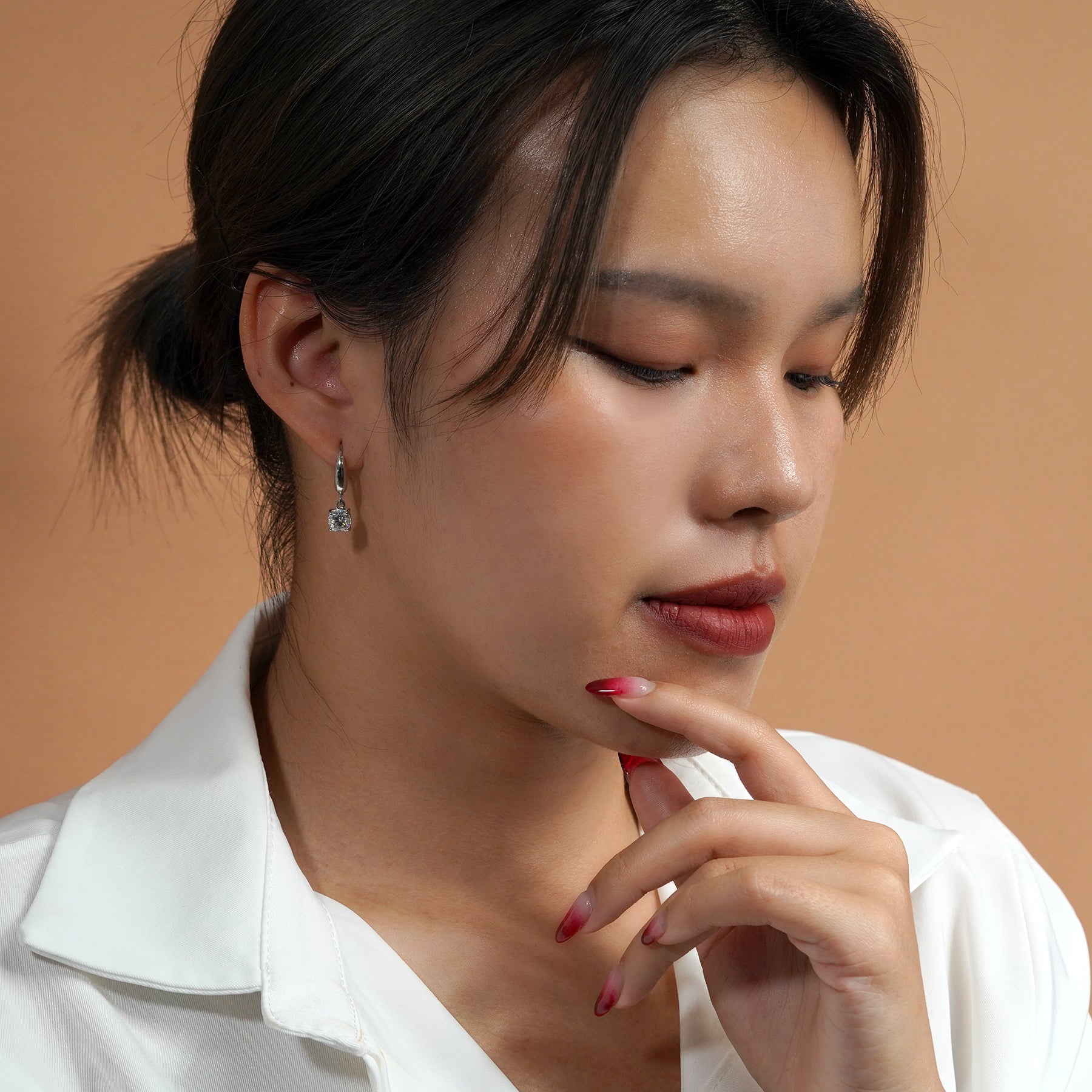 Classic 2 Carat Cushion Cut Moissanite Dangle Earrings for Women in 18K White Gold over Silver