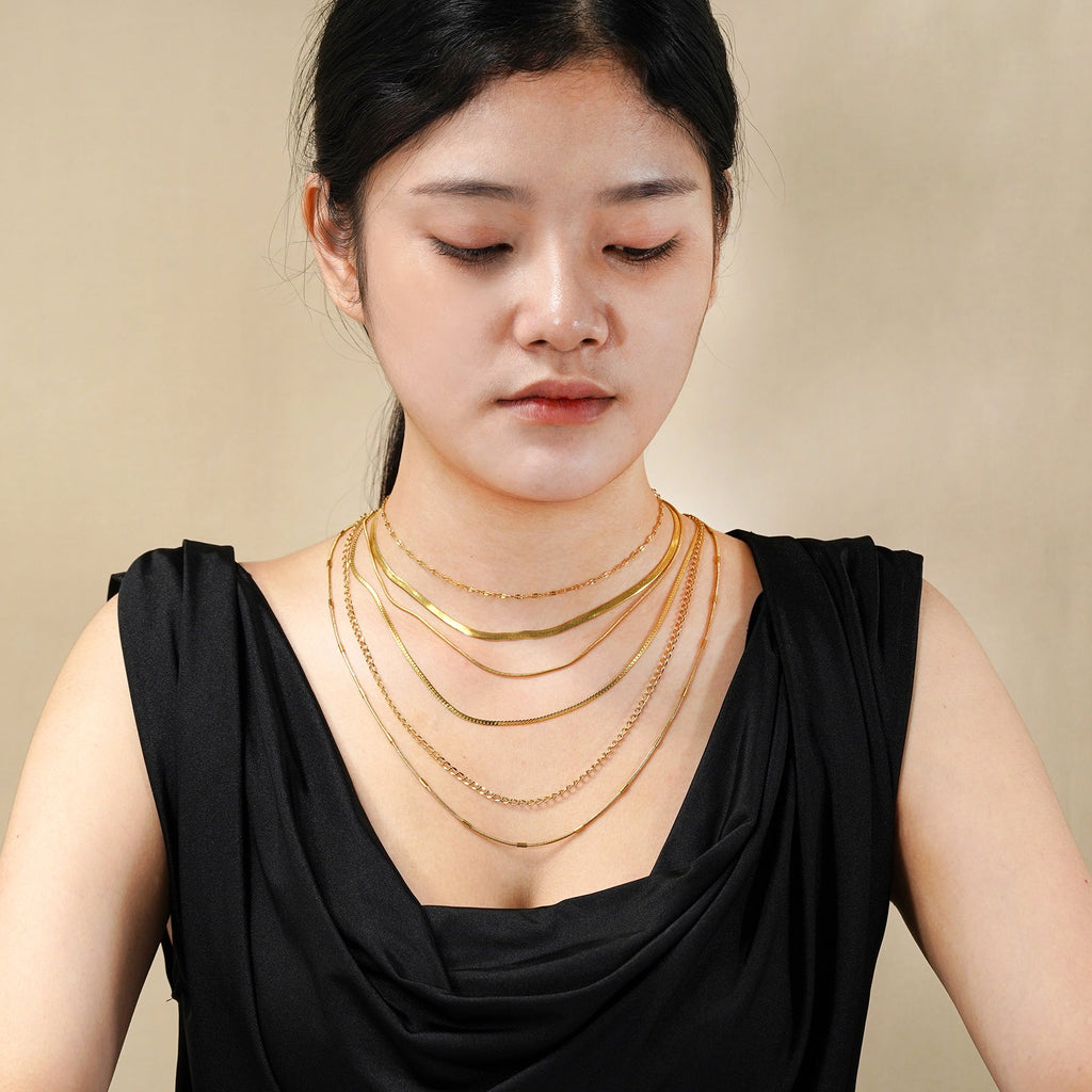 JEENMATA 6 pc Women Necklace Pendant Jewelry Gift, Choker, Snake Chain, Curb Link, Trendy Layered Necklace, Adjustable Necklace Gift Set for Women