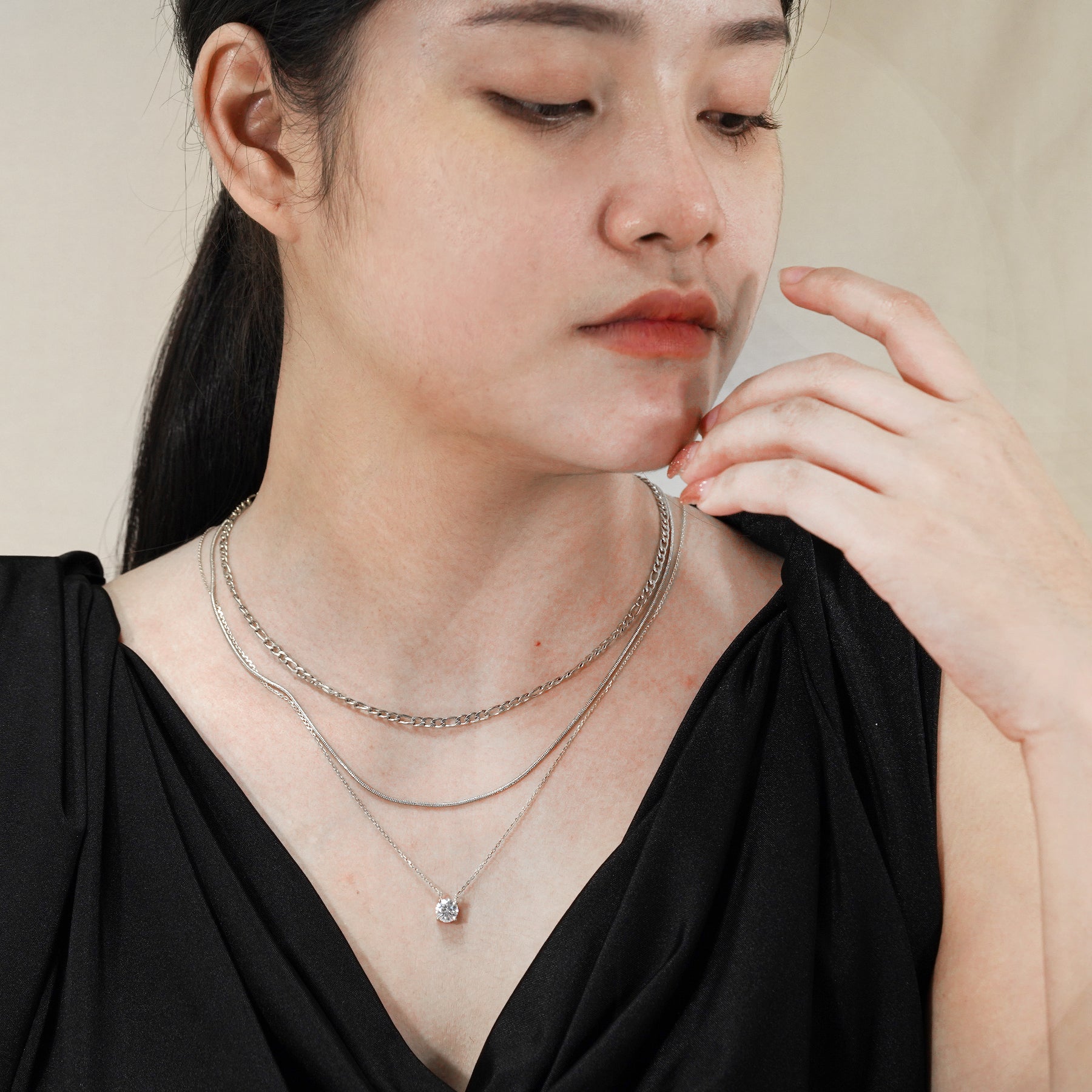 JEENMATA Multipack 3 pc Women Layered Pendant Necklace, Yellow Gold Plating, Gold Chain, Choker Necklace, Herringbone Layered Necklace Jewelry Gift