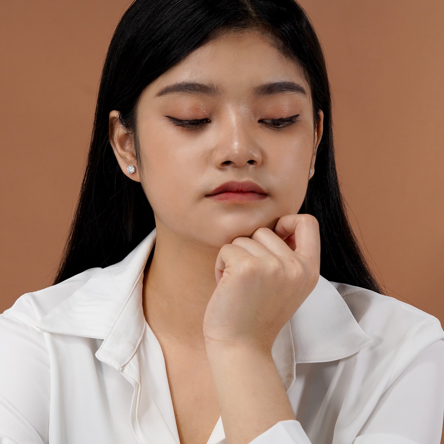 Certified 1.25 Carat Round Cut Lab Grown Diamond Earrings for Women 18k White Gold Plated Solitaire Studs