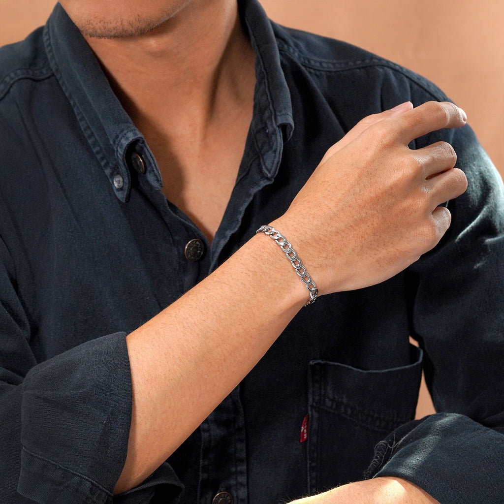 JeenMata 6 mm Flat Curb Chain Bracelet - Minimalist Bracelet - Gift for Husband
