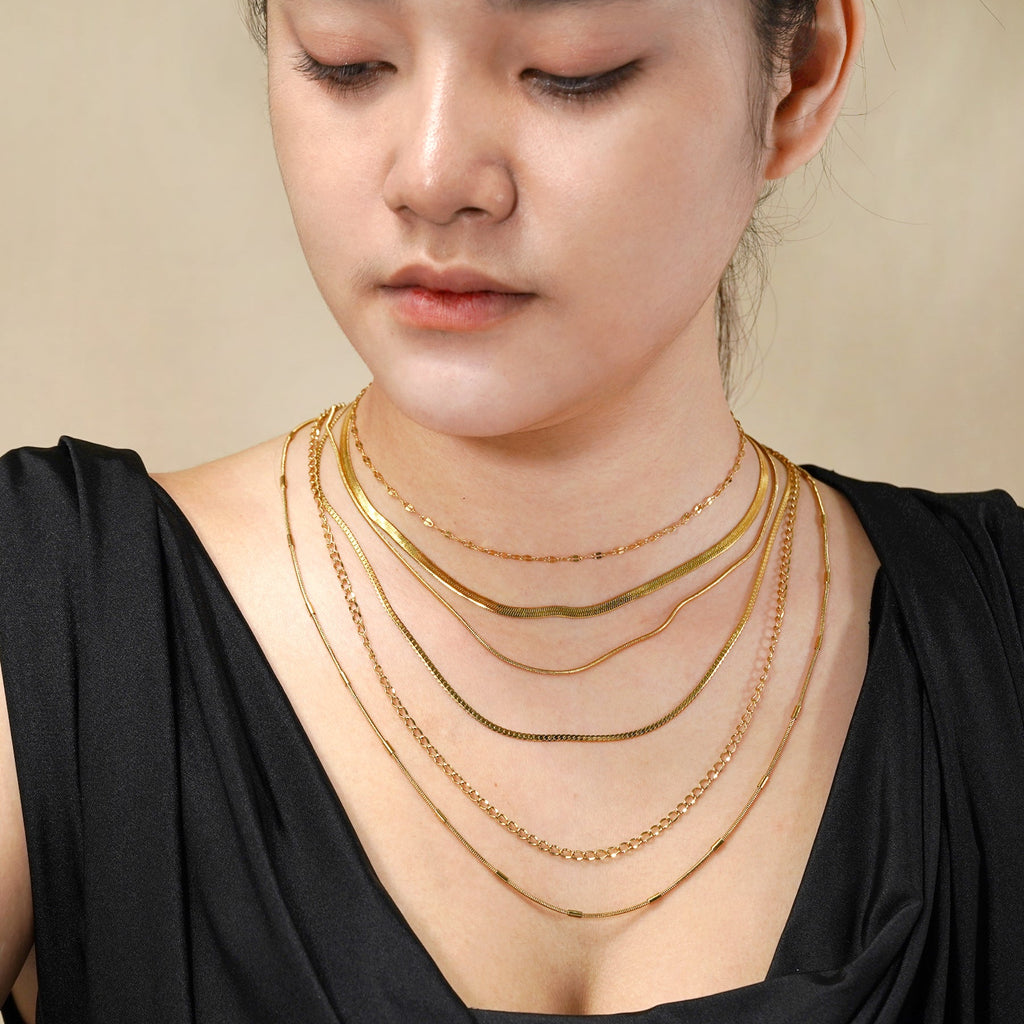 JEENMATA 6 pc Women Necklace Pendant Jewelry Gift, Choker, Snake Chain, Curb Link, Trendy Layered Necklace, Adjustable Necklace Gift Set for Women