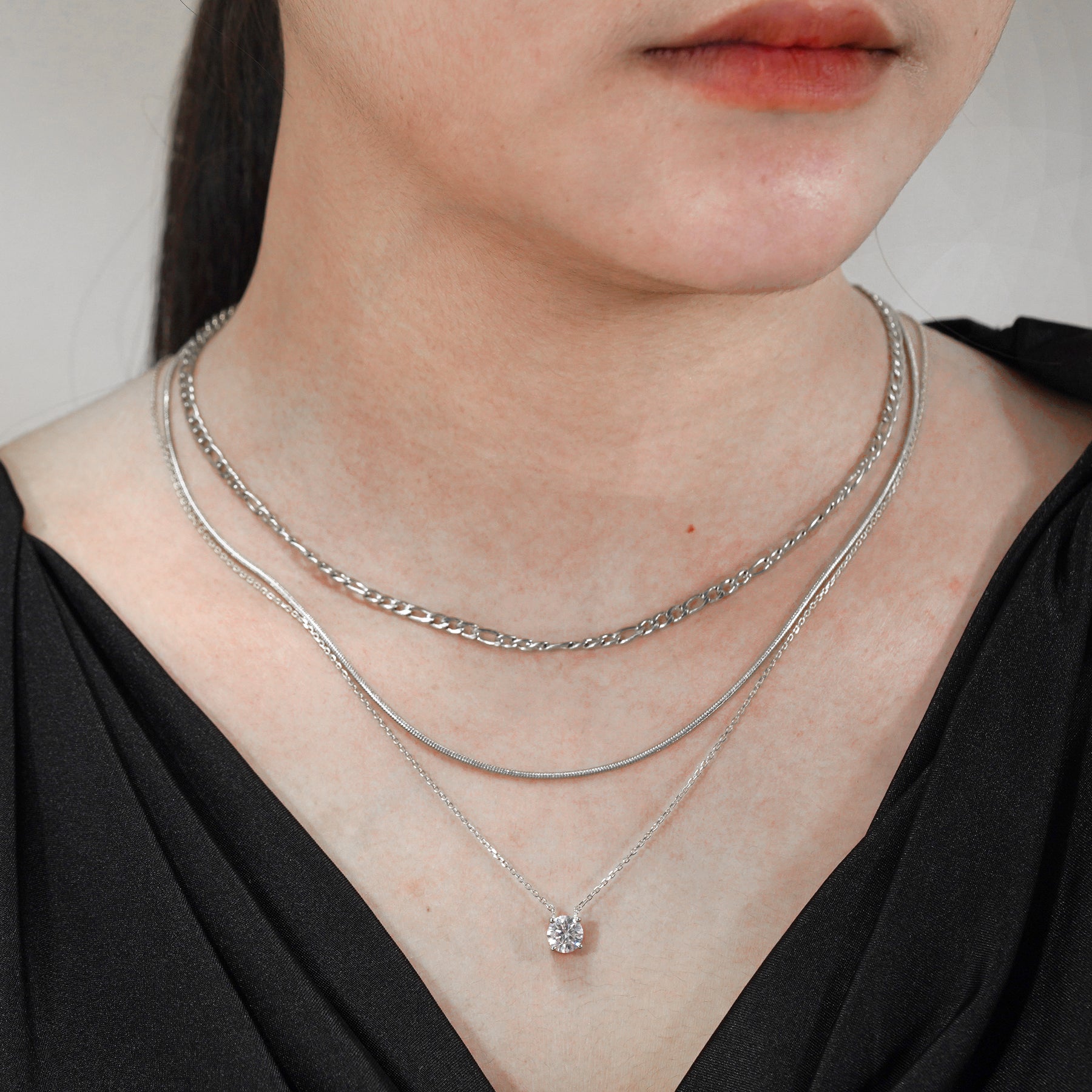 JEENMATA Multipack 3 pc Women Layered Pendant Necklace, Yellow Gold Plating, Gold Chain, Choker Necklace, Herringbone Layered Necklace Jewelry Gift