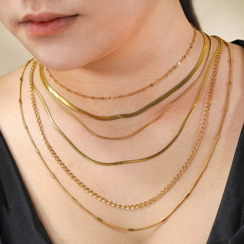JEENMATA 6 pc Women Necklace Pendant Jewelry Gift, Choker, Snake Chain, Curb Link, Trendy Layered Necklace, Adjustable Necklace Gift Set for Women
