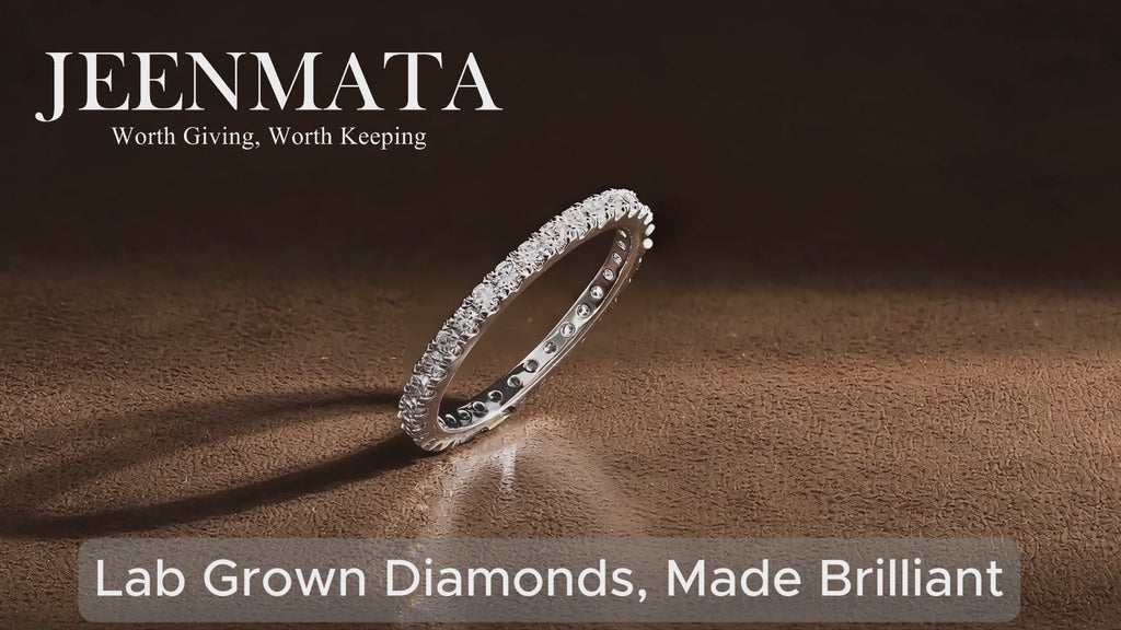 JeenMata Lab Grown Diamond Eternity Ring - Timeless Promise Gift for Women - in 18K White Gold Plating Wedding Rings