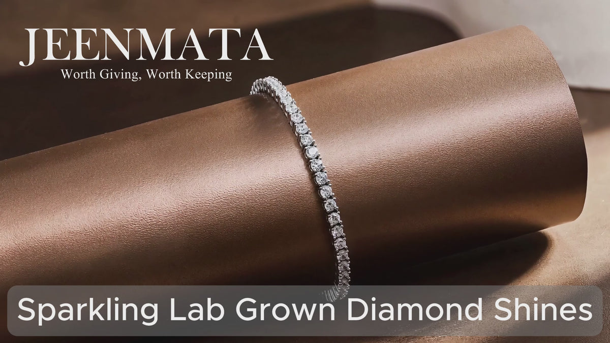 JeenMata 3 Carat Lab Grown Diamond Tennis Bracelets - 18K White Gold Plating for Women Eternity Design Bracelet