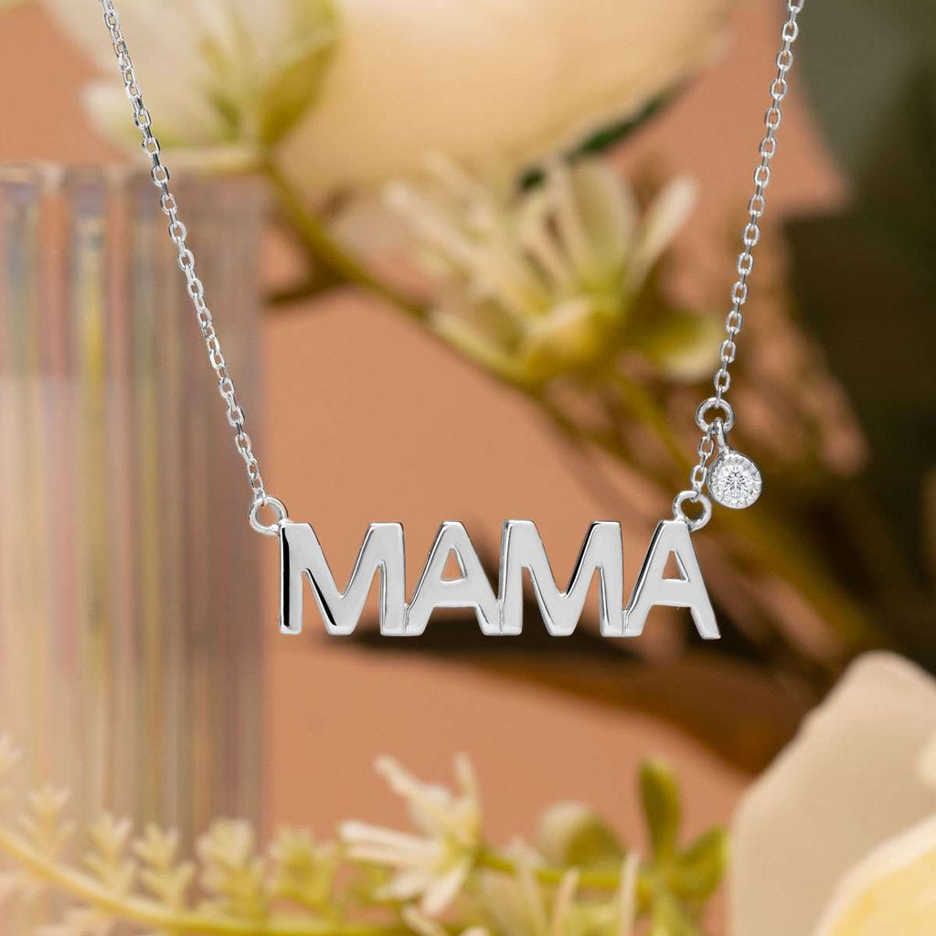 MAMA Certified Lab Diamond Pendant Necklace in 18K White Gold over Silver