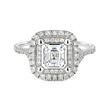 1 Ct Asscher Cut Double Halo Moissanite Engagement Ring