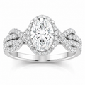 JeenMata 2 Carat Oval Cut Lab Grown Diamond - Engagement Rings in 18K White Gold Plating for Women