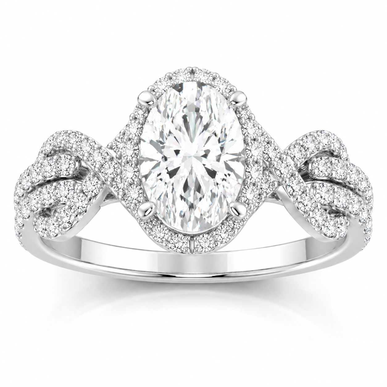 JeenMata 2 Carat Oval Cut Lab Grown Diamond - Engagement Rings in 18K White Gold Plating for Women