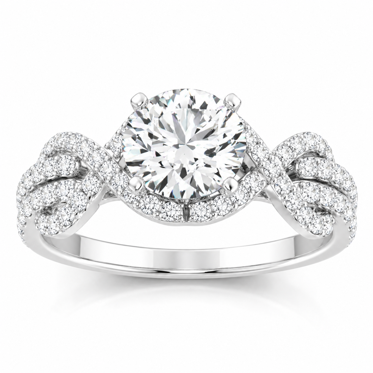JeenMata 2 Carat Round Brilliant Cut Lab Grown Diamond - Engagement Rings in 18K White Gold Plating for Women