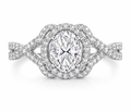 JeenMata 2 Carat Oval Cut Lab Grown Diamond - Engagement Ring with Infinity Band in 18K White Gold Plating for Woman