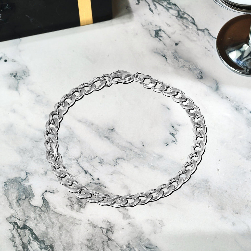 JeenMata 6 mm Flat Curb Chain Bracelet - Minimalist Bracelet - Gift for Husband