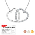 Certified Lab Grown Diamond Interlocking Heart Shape Pendant Necklace in White Gold Plating