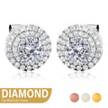 JeenMata Lab Grown Diamond Halo Stud Earrings - Round Cut Stud Earrings for Women
