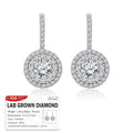 Certified 1 Carat Lab Grown Diamond Halo Drop Earrings - Round Cut Vintage Inspired Earrings in White Gold Plating